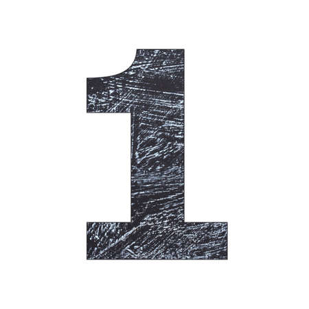 One - Number written with chalk on the blackboard