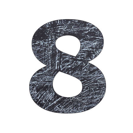 Number 8 written with chalk on the blackboardの写真素材