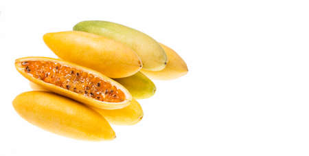 Exotic tropical organic curuba - Passiflora tripartitaの写真素材