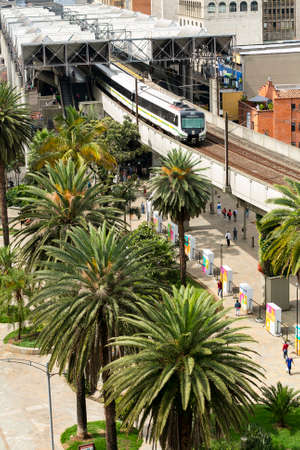 Medellin, Antioquia. Colombia - October 06, 2021. Metro system with a long journey of 26 km with 21 stations and it takes 40 minutes in total.のeditorial素材