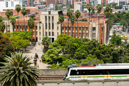 Medellin, Antioquia. Colombia - October 06, 2021. Metro de MedellÃ­n is the name given to the metro-type mass transportation system that directly serves the city and its surrounding municipalitiesのeditorial素材