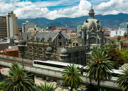 Medellin, Antioquia. Colombia - October 06, 2021. Metro system with a long journey of 26 km with 21 stations and it takes 40 minutes in total.のeditorial素材