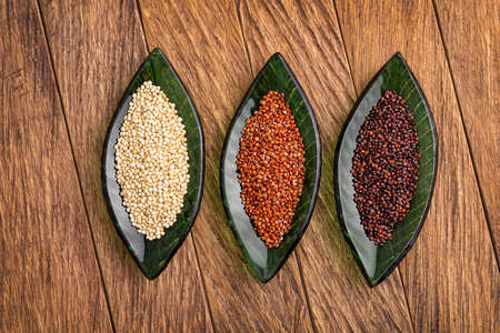 Red, white and black quinoa seeds - Chenopodium quinoa