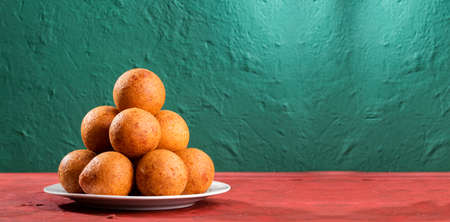 Colombian buÃ±uelos, cheese balls and corn flourの写真素材
