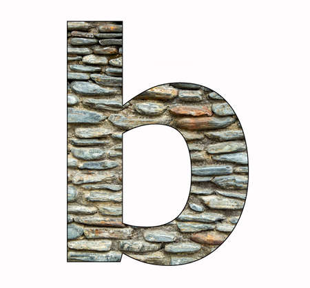 Rustic stone letter b - Black backgroundの写真素材