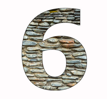 Number 6 - Six digit on rustic stone backgroundの写真素材