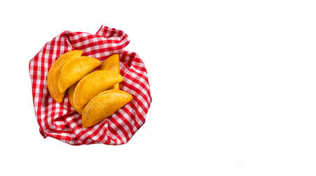 Delicious and traditional Colombian empanadas - Text spaceの写真素材