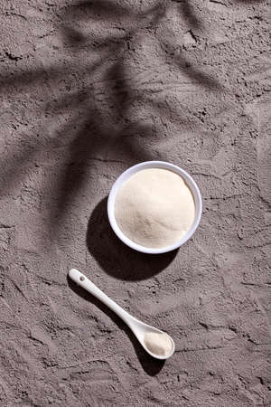 Organic gelatin powder also called hydrolyzed collagenの写真素材
