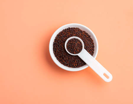 Organic brown mustard seeds - Healthy Foodの写真素材
