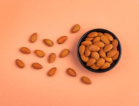 Prunus dulcis - Organic peeled almonds in the bowl