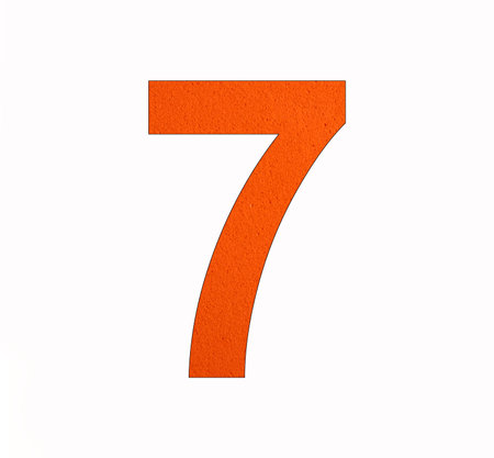 Number 7 on eva rubber background - Isolated on whiteの写真素材