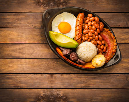 Bandeja paisa most representative dish of Colombia and the insignia of Antioquia gastronomyの写真素材