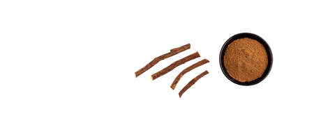 Ground stems of organic licorice - Glycyrrhiza glabra.の写真素材