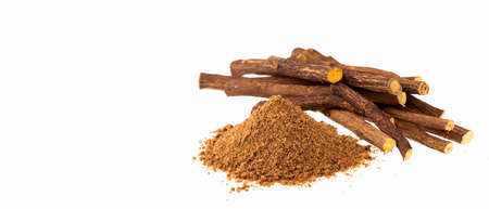 Ground stems of organic licorice - Glycyrrhiza glabra.の写真素材