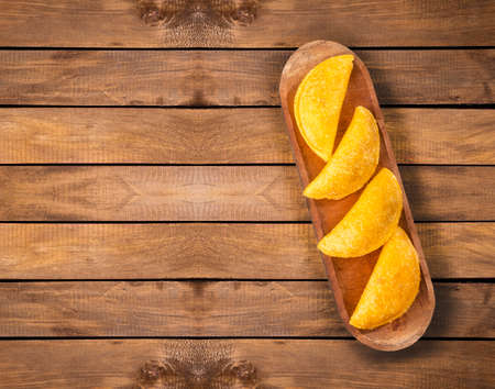 Delicious and traditional Colombian empanadas - Text spaceの写真素材