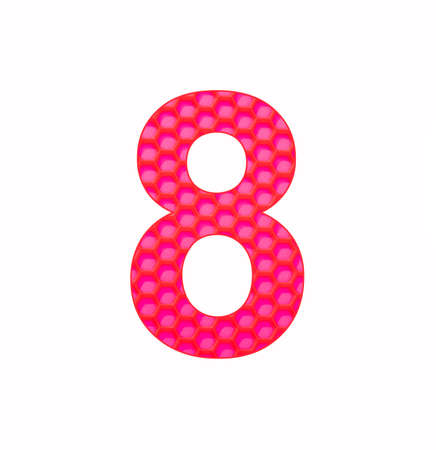Number 8 - Digit eight on the background of red silicone hexagonal