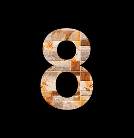 Number 8 - Eight digit on rustic tile backgroundの写真素材