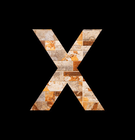 Alphabet letter X on tile background - Veneer textureの写真素材