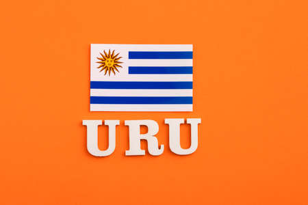 URU acronym of the country Uruguay with its flagの写真素材