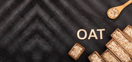Avena sativa - Organic raw flaked oats, vegan food concept