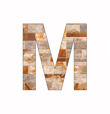 Alphabet letter M - Rustic tile backgroundの写真素材