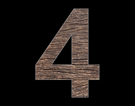 Number four (4) - Rustic tree bark textureの写真素材