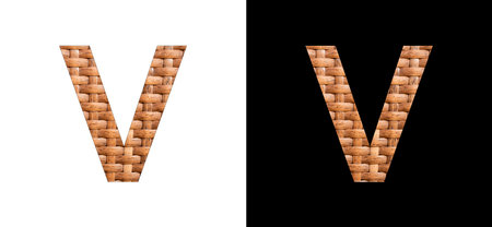 Alphabet Letter V - Synthetic Rattan Backgroundの写真素材