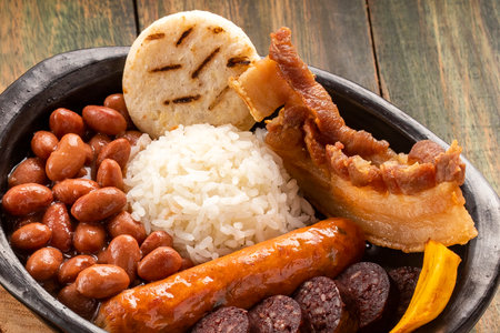 Bandeja paisa most representative dish of Colombia and the insignia of Antioquia gastronomyの写真素材