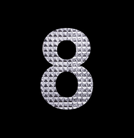 Number 8 - Digit eight in textured silver shiny paper