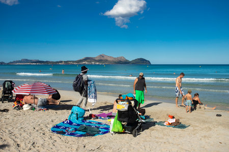 Alcudia, Palma de Mallorca - Spain. October 1, 2022. Playa de Muro is one of the most paradisiacal destinations on the Island, with crystal clear watersのeditorial素材