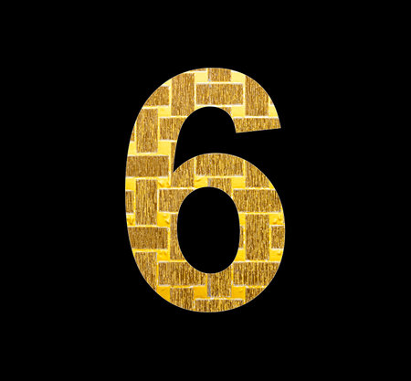 Number 6 - Digit six in textured silver shiny paper