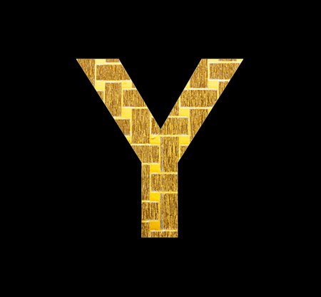 Alphabet letter Y - Textured shiny gold foilの写真素材