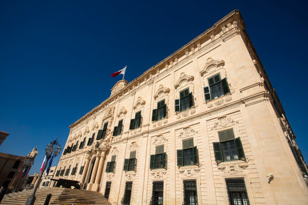 Valletta, Malta. October 7, 2022. The Castilla Hostel is a building located in Valletta, Malta. It was originally built in the 1570sのeditorial素材