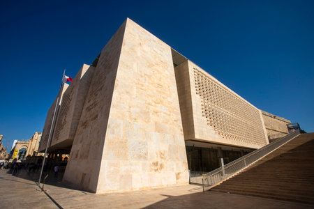 Valletta, Malta. October 7, 2022. Modern Parliament House building, it is a work of Renzo Piano built in the year 2011のeditorial素材