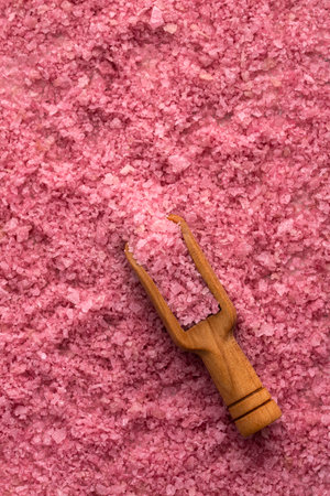 Red wine salt crystals in the spoon