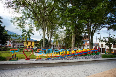 Pueblorrico, Antioquia - Colombia - April 05, 2023. Municipality of Colombia, located in the Southwestern subregion of the departmentのeditorial素材