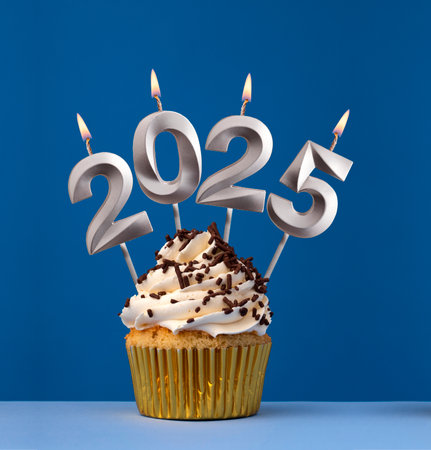 Happy New Year 2025 - Candles in the form of lit numbers