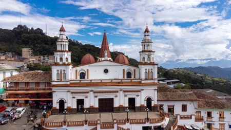 Concordia, Antioquia - Colombia. December 26, 2023. Parish of Our Lady of the Mercedes, It is a temple with two towers and a domeのeditorial素材