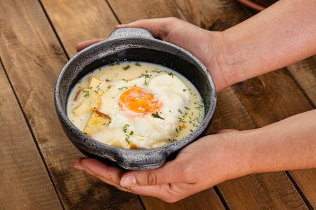 Colombian gastronomy - Changua typical Cundiboyacense breakfastの写真素材