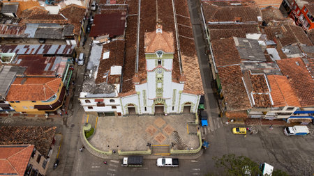 Salgar, Antioquia - Colombia. December 26, 2023. Church of San Juan Evangelist, It is a temple with three naves in neo Romanesque style.の写真素材