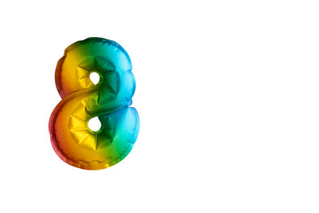 8 years - Multicolor balloon number 8 anniversary. Happy birthday congratulationsの写真素材