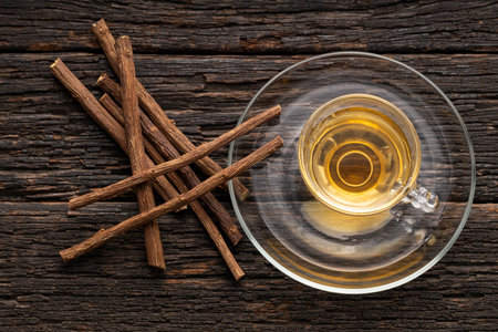 Glycyrrhiza glabra - Licorice medicinal hot drinkの写真素材