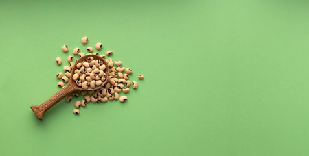 Black-eyed peas - Cowpea beans in the spoon. black-eyed peasの写真素材