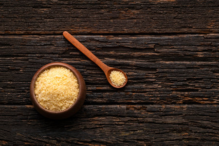 Panko Japanese breadcrumbs in spoon and bowlの写真素材
