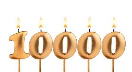 Number of followers or views - Candles form the number 10000