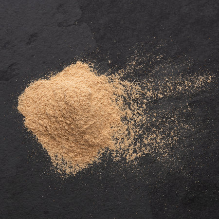Heap of dried raw chickpea flour - Cicer arietinum.の写真素材