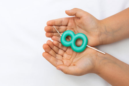 Birthday number 8 in the hands of a personの写真素材