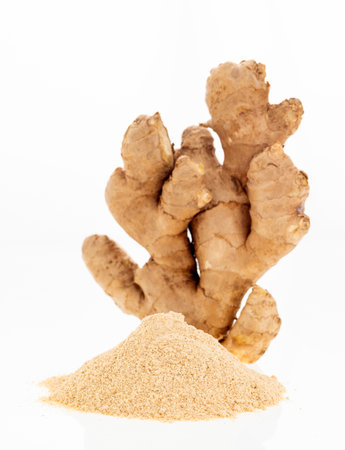 Organic ground ginger root - Zingiber officinale.