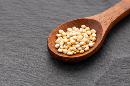 Quinoa seeds in the spoon - Chenopodium quinoaの写真素材