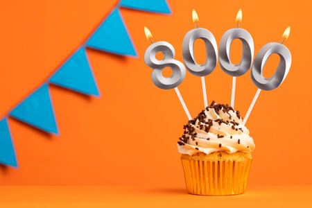 Candle number 8000の写真素材